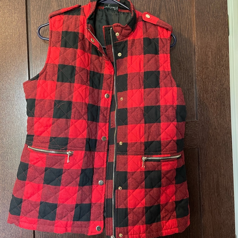 Quilted plaid vest